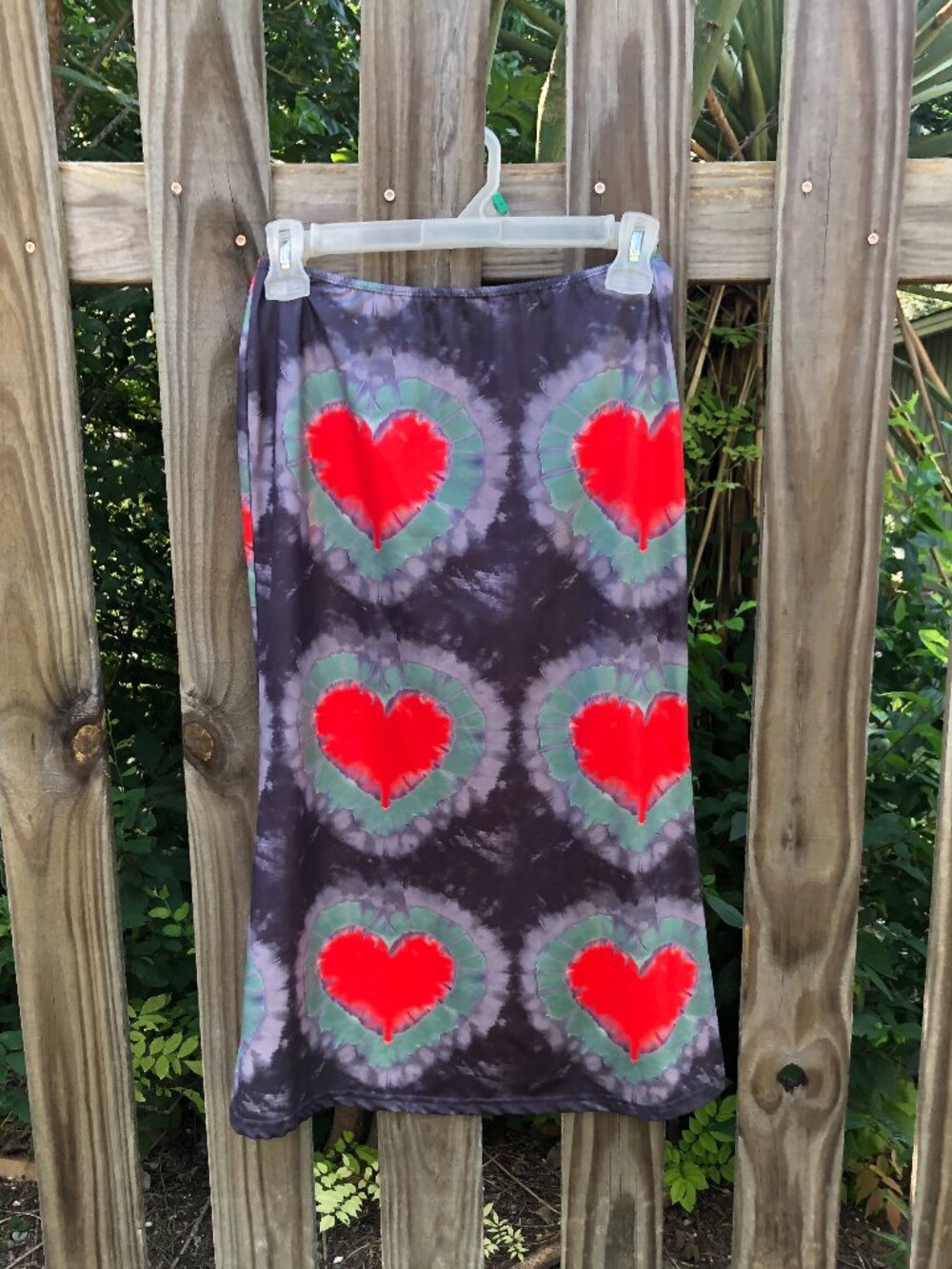 Heart Design Tie Dyed Straight Skirt, Size Small